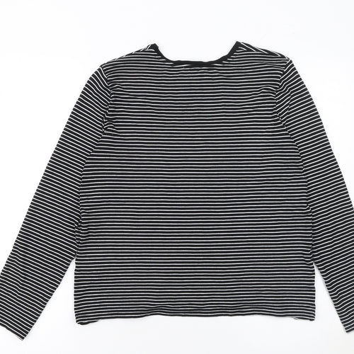Warehouse Women’s Black Striped Long Sleeve Jersey Top Size 12