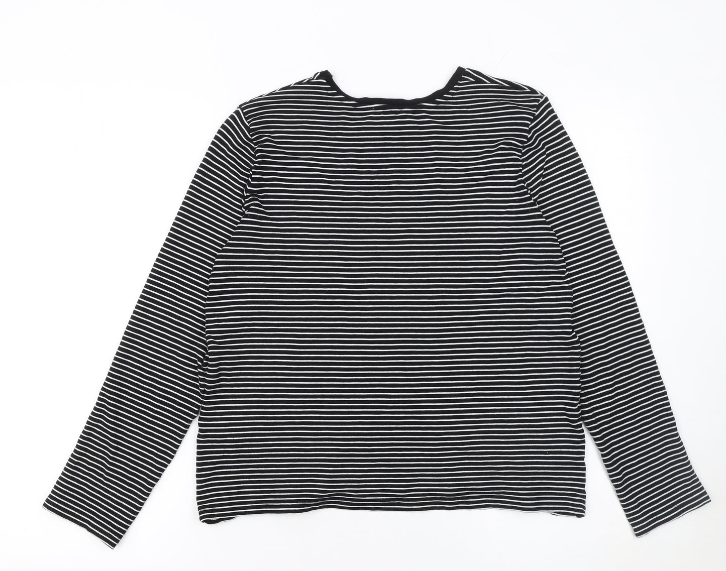 Warehouse Women’s Black Striped Long Sleeve Jersey Top Size 12