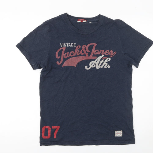Jack & Jones Men's Blue Vintage Graphic T-Shirt Size S