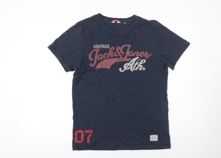Jack & Jones Men's Blue Vintage Graphic T-Shirt Size S
