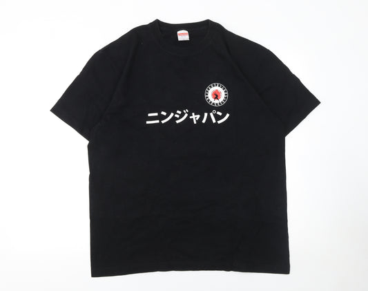 United Athle Men's Black XL Japanese Graphic Print T-Shirt