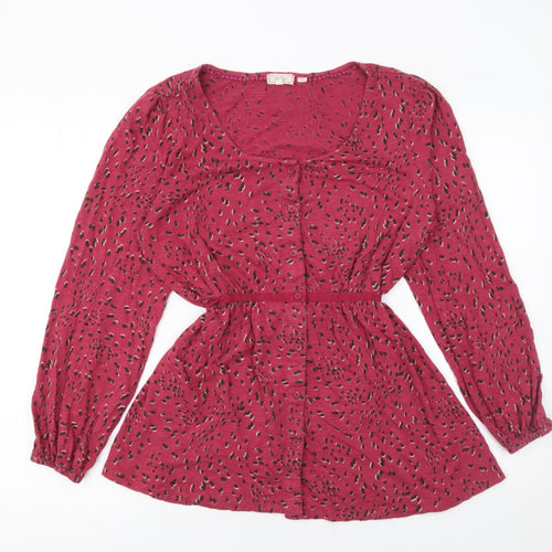 Fat Face Womens Red Animal Print Cotton Tunic Blouse Size 12