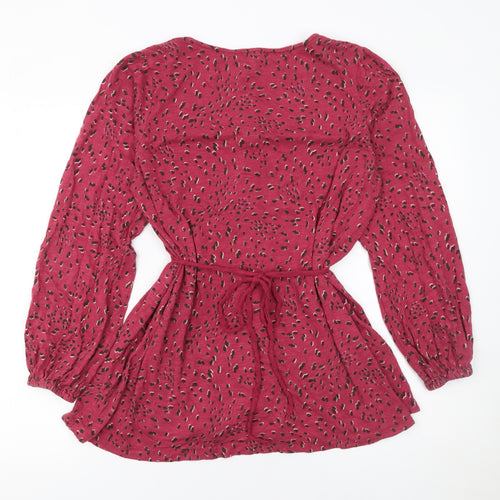 Fat Face Womens Red Animal Print Cotton Tunic Blouse Size 12