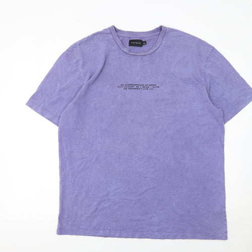 Topman Men's Purple Graphic Print Cotton T-Shirt Size L