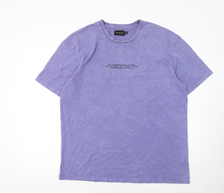 Topman Men's Purple Graphic Print Cotton T-Shirt Size L