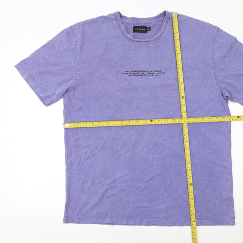 Topman Men's Purple Graphic Print Cotton T-Shirt Size L