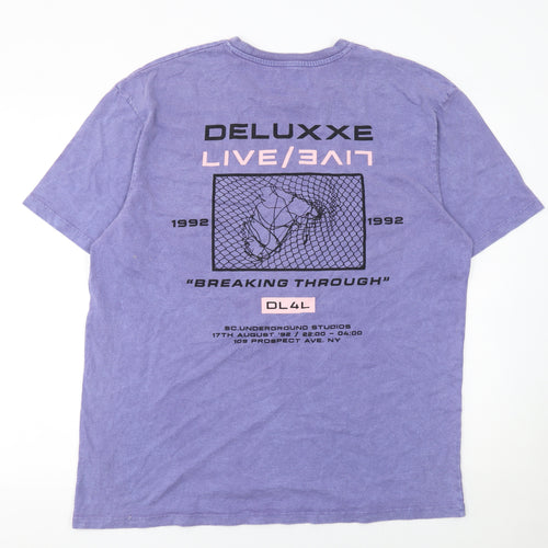 Topman Men's Purple Graphic Print Cotton T-Shirt Size L