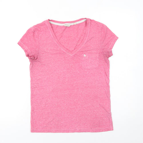 Jack Wills Women Pink V-Neck Short Sleeve T-Shirt UK 6
