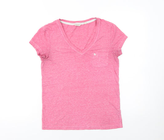 Jack Wills Women Pink V-Neck Short Sleeve T-Shirt UK 6