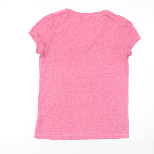 Jack Wills Women Pink V-Neck Short Sleeve T-Shirt UK 6