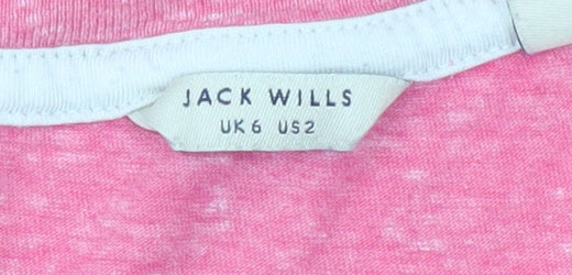 Jack Wills Women Pink V-Neck Short Sleeve T-Shirt UK 6