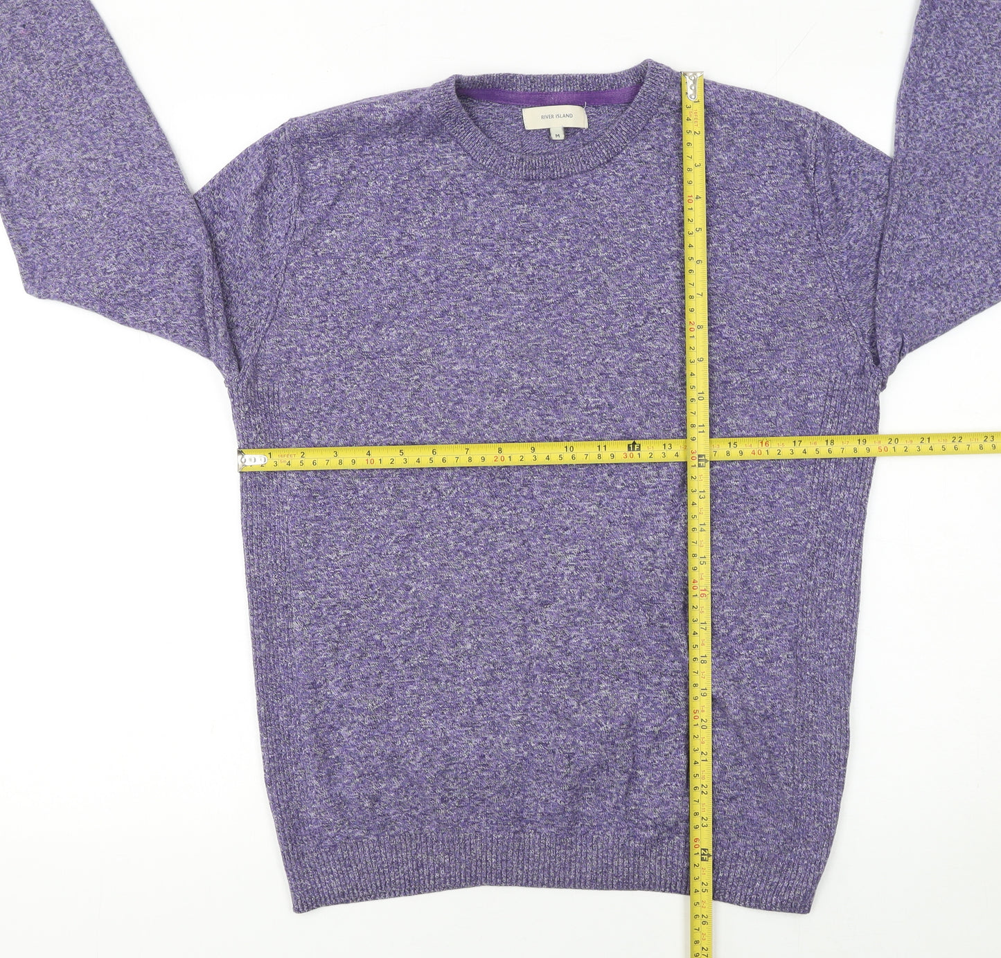River Island Men's Purple Cotton Crew Neck Jumper Size M