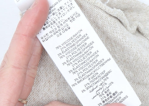 Lipsy Women Beige Knit Twist Front Jumper UK 12 Long Sleeve