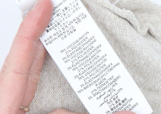 Lipsy Women Beige Knit Twist Front Jumper UK 12 Long Sleeve