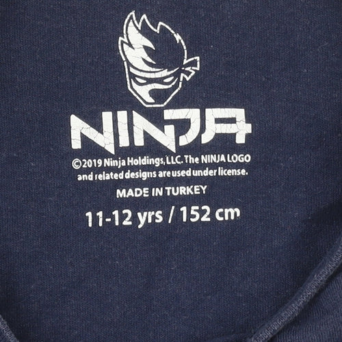 Ninja Boys Blue 11-12 Years Cotton Graphic T-Shirt