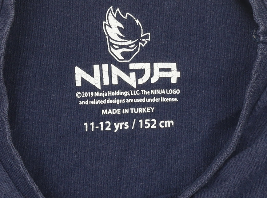 Ninja Boys Blue 11-12 Years Cotton Graphic T-Shirt