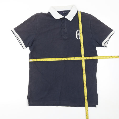 Conte of Florence Men's Blue Cotton Polo Shirt Size M