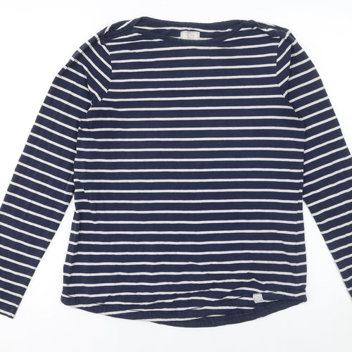 Fat Face Women Navy Blue Stripe Classic Breton Long Sleeve T-Shirt UK 10