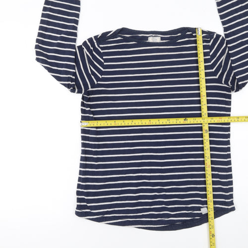 Fat Face Women Navy Blue Stripe Classic Breton Long Sleeve T-Shirt UK 10