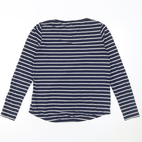 Fat Face Women Navy Blue Stripe Classic Breton Long Sleeve T-Shirt UK 10