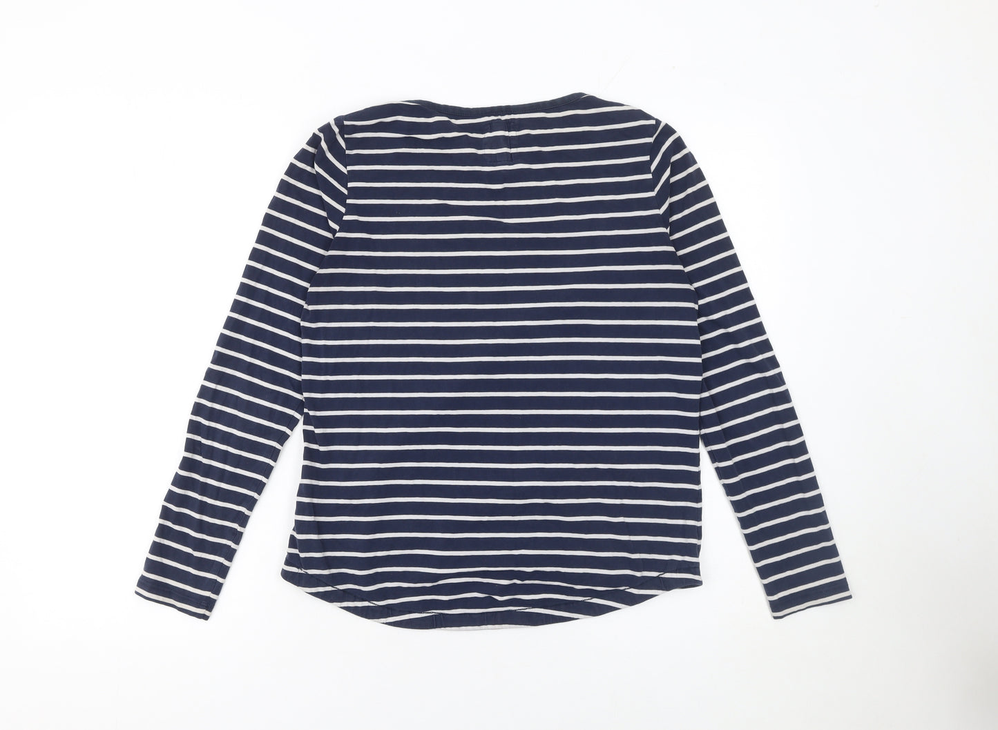 Fat Face Women Navy Blue Stripe Classic Breton Long Sleeve T-Shirt UK 10