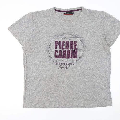 Pierre Cardin Men’s Grey 2XL Graphic Print Crew Neck T-Shirt