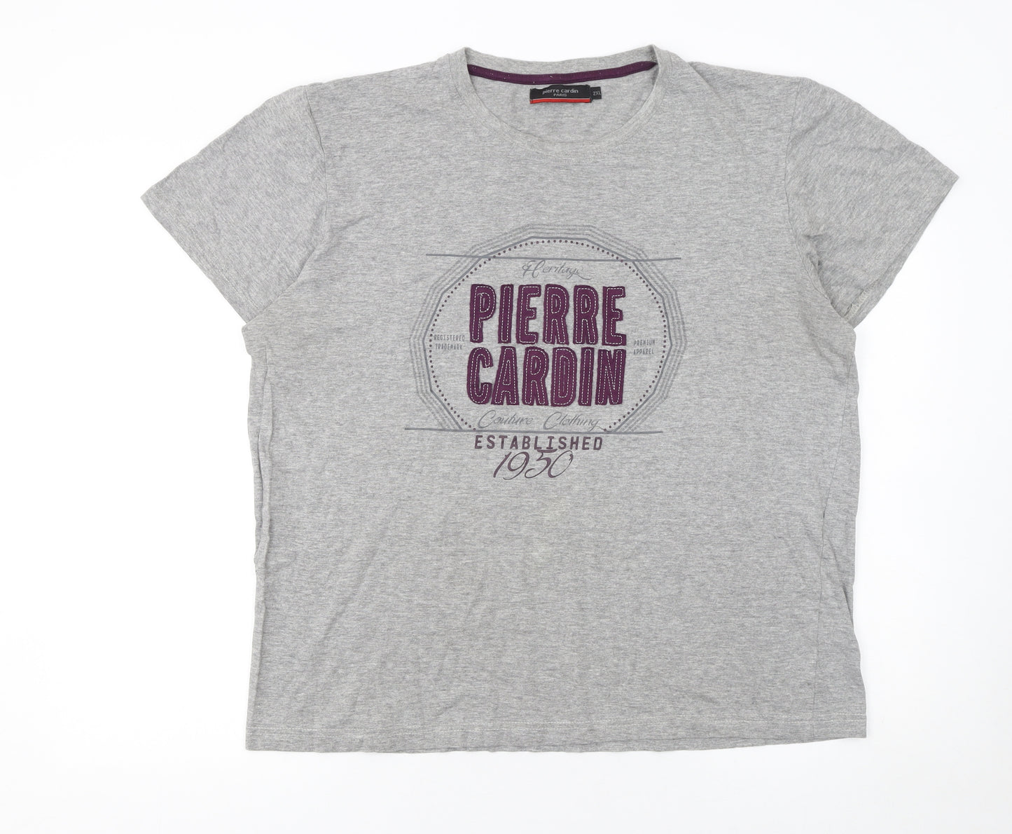 Pierre Cardin Men’s Grey 2XL Graphic Print Crew Neck T-Shirt