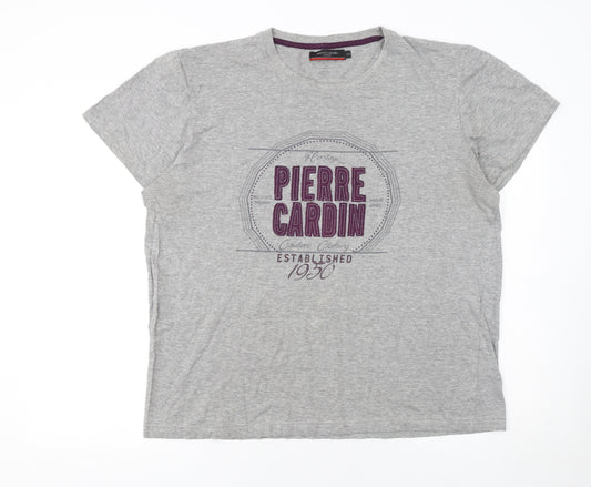 Pierre Cardin Men’s Grey 2XL Graphic Print Crew Neck T-Shirt