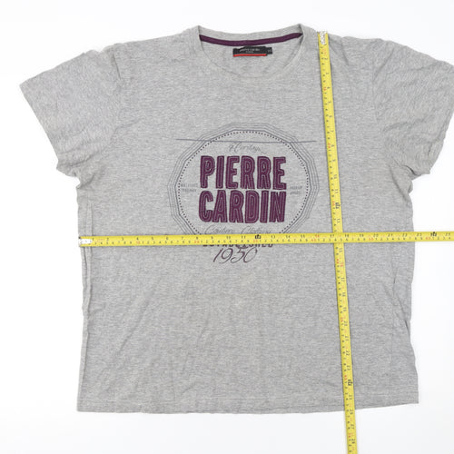 Pierre Cardin Men’s Grey 2XL Graphic Print Crew Neck T-Shirt