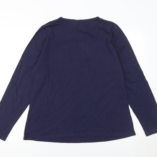 Joules Womens Blue Long Sleeve Cotton Crew Neck T-Shirt Size 16