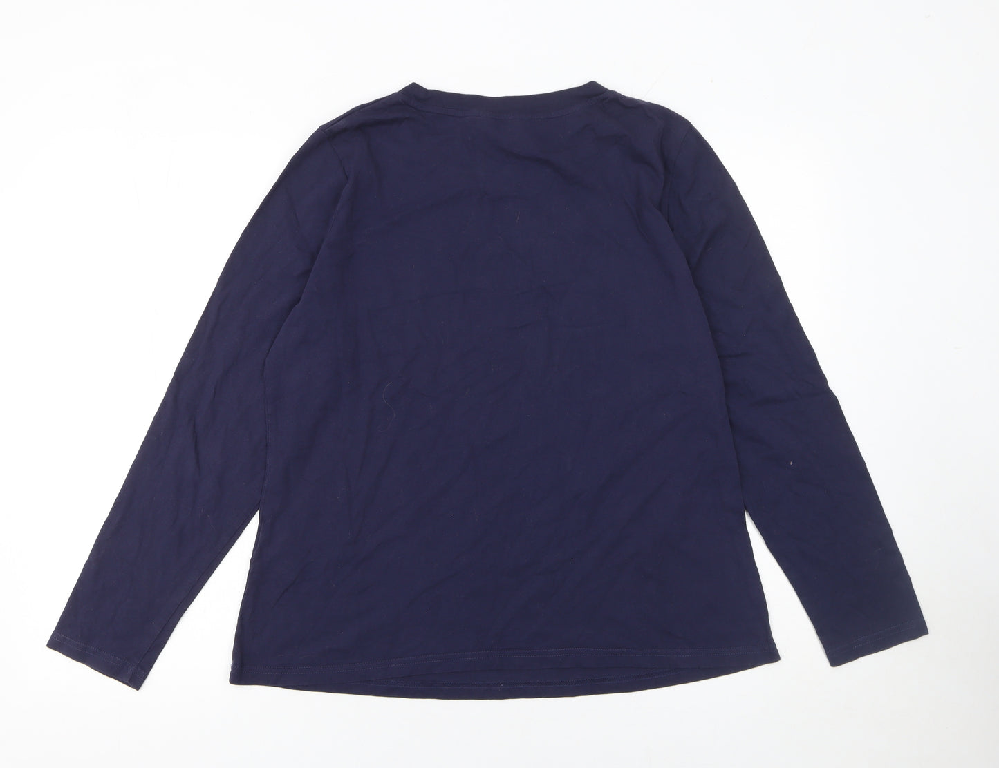 Joules Womens Blue Long Sleeve Cotton Crew Neck T-Shirt Size 16