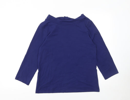 Hobbs Women Blue 3/4 Sleeve Boat Neck Cotton Jersey Blouse M