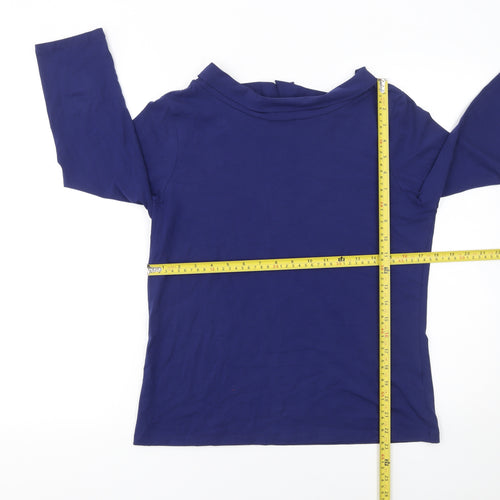 Hobbs Women Blue 3/4 Sleeve Boat Neck Cotton Jersey Blouse M