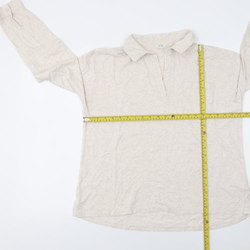 Fat Face Women’s Beige Long Sleeve Cotton Button-Up Shirt UK 14