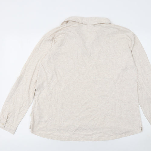 Fat Face Women’s Beige Long Sleeve Cotton Button-Up Shirt UK 14
