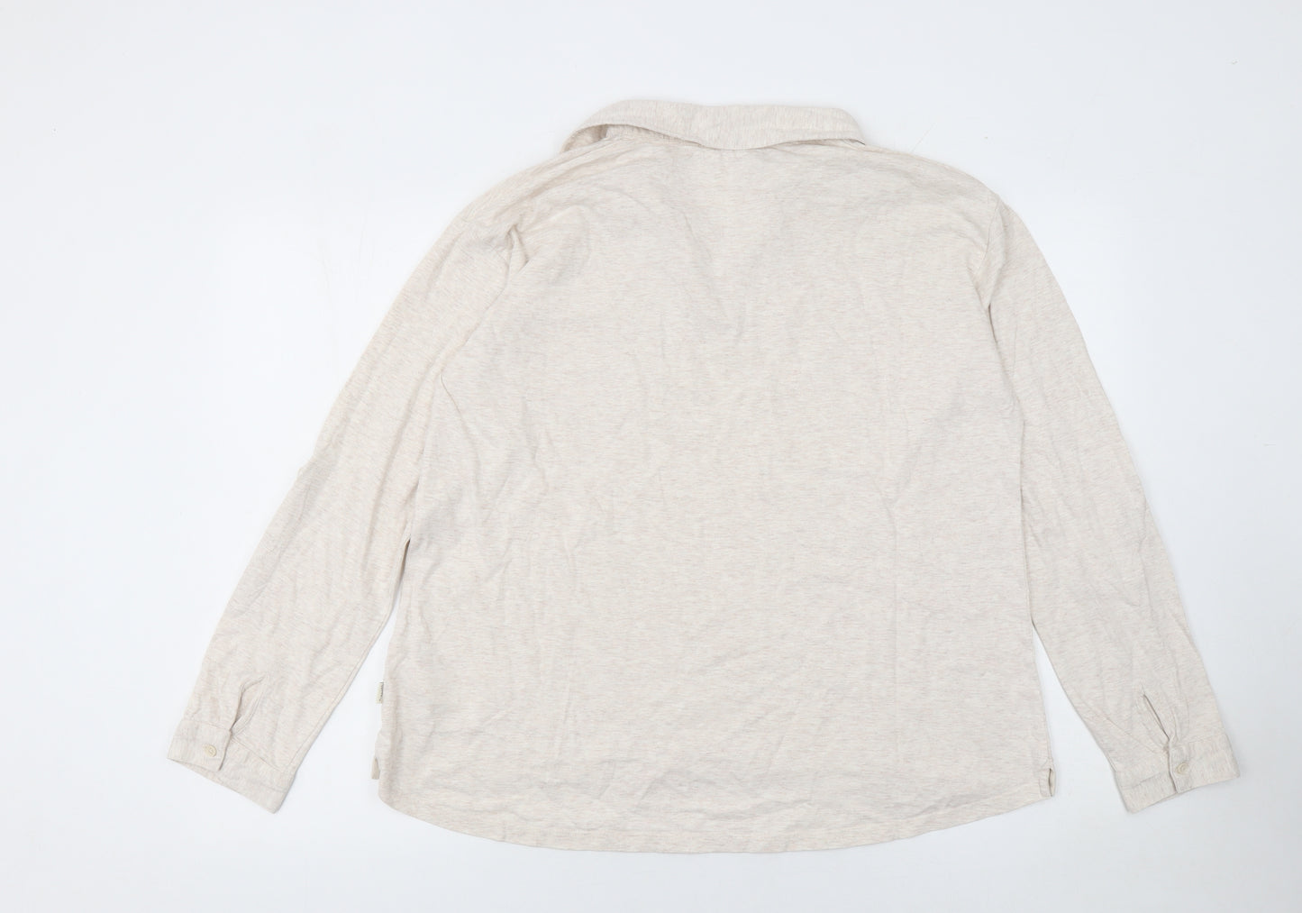 Fat Face Women’s Beige Long Sleeve Cotton Button-Up Shirt UK 14