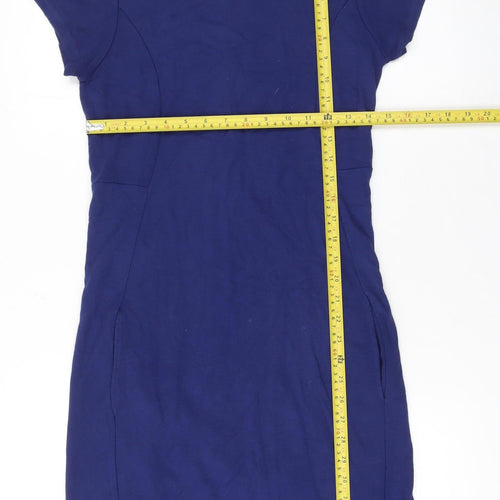 Reiss Women Blue Short Sleeve Bodycon Dress Size S