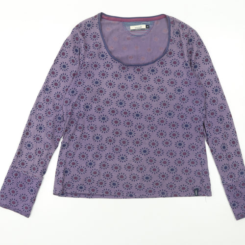 Seasalt Cornwall Women’s Purple Floral Long Sleeve Cotton Tee Size 14