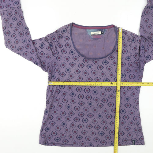 Seasalt Cornwall Women’s Purple Floral Long Sleeve Cotton Tee Size 14