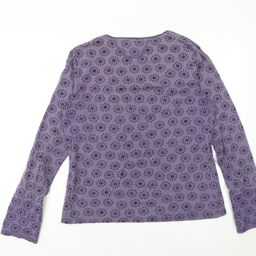 Seasalt Cornwall Women’s Purple Floral Long Sleeve Cotton Tee Size 14