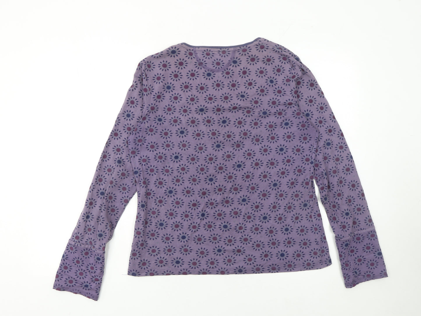 Seasalt Cornwall Women’s Purple Floral Long Sleeve Cotton Tee Size 14
