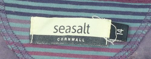 Seasalt Cornwall Women’s Purple Floral Long Sleeve Cotton Tee Size 14