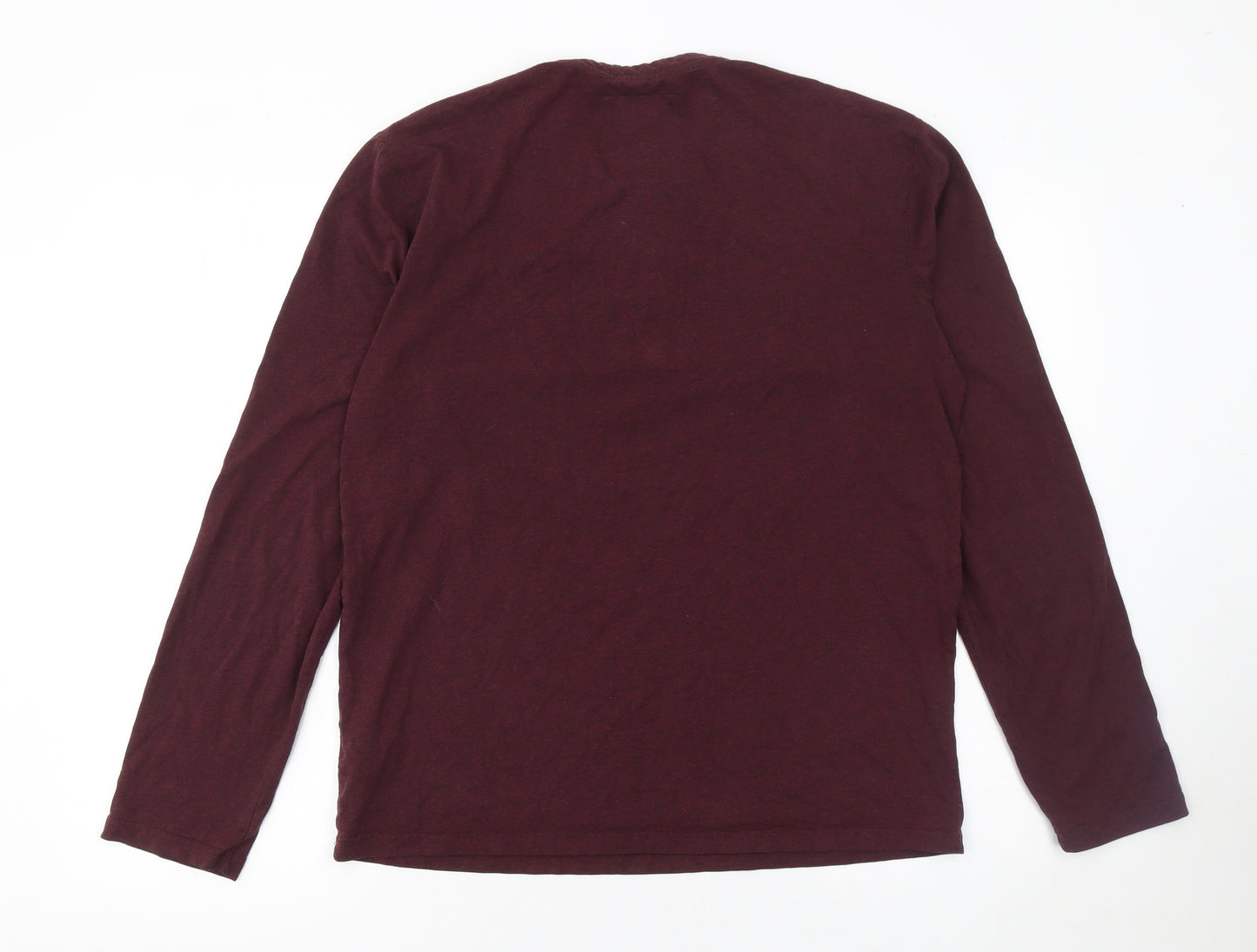 Next Men’s Burgundy Long Sleeve Henley T-Shirt Size M Regular Fit