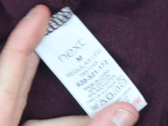 Next Men’s Burgundy Long Sleeve Henley T-Shirt Size M Regular Fit