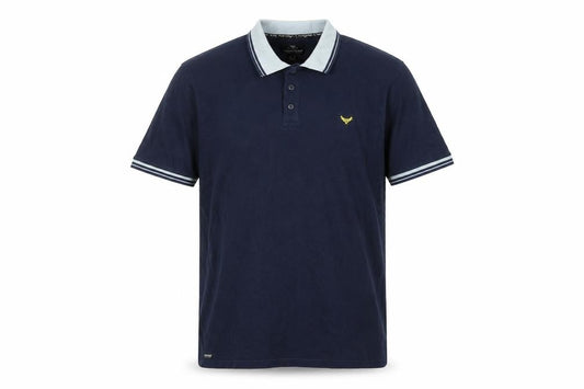 Front view of Threadbare Men's Blue 2XL Cotton Polo Shirt Classic Casual