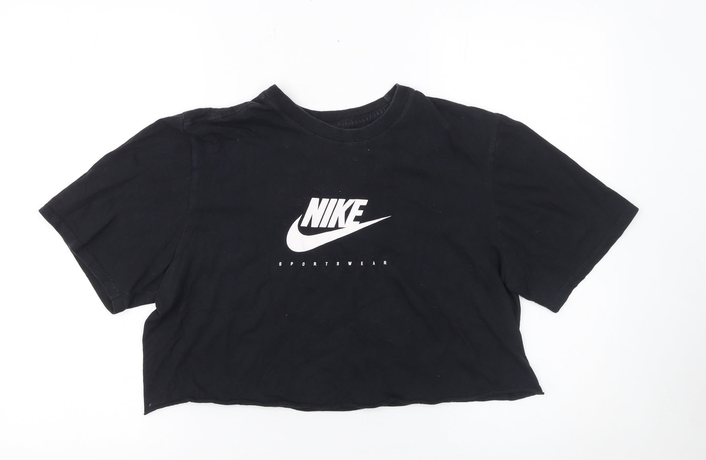 Nike Womens Black Cropped Sportswear T-Shirt Size L Athletic Fit