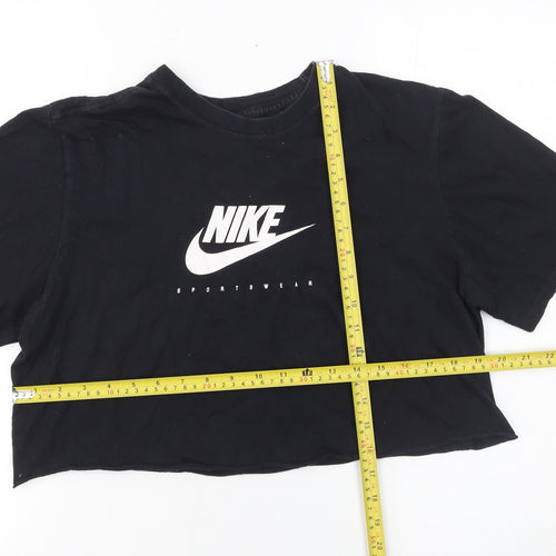 Nike Womens Black Cropped Sportswear T-Shirt Size L Athletic Fit