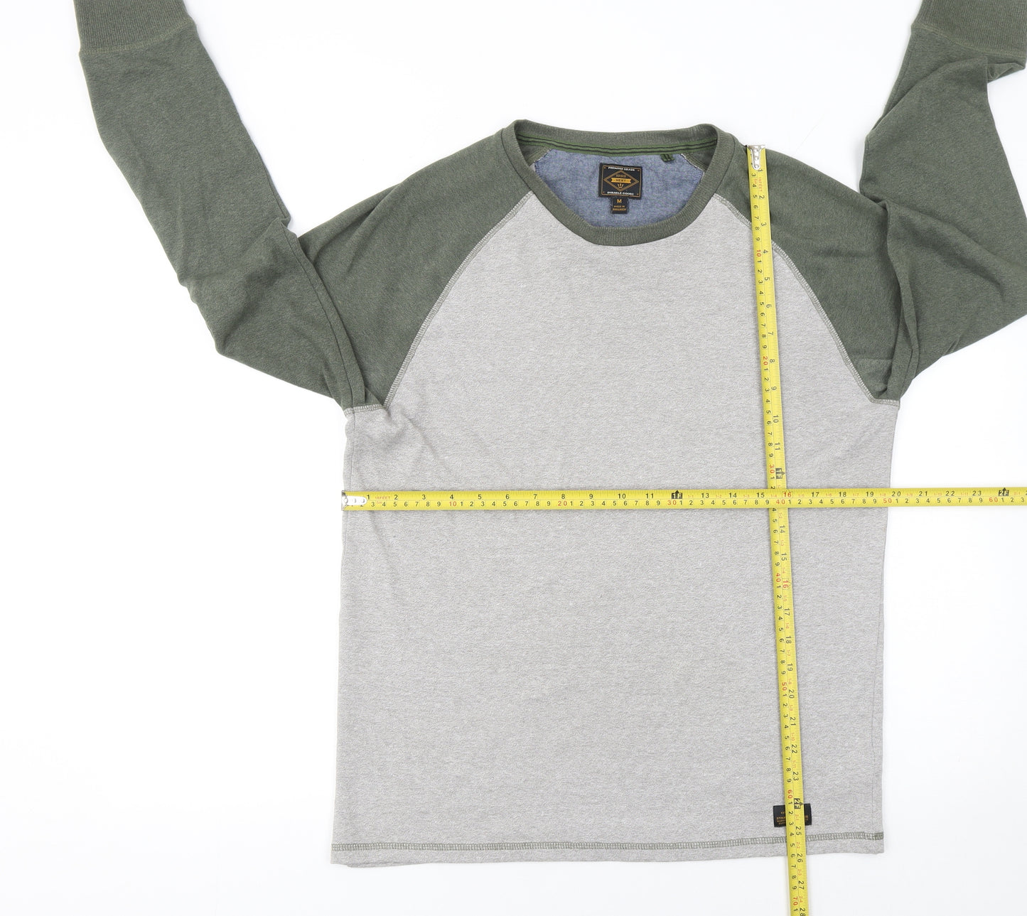 Next Men’s Grey Green Raglan Crew Neck Sweatshirt Size M