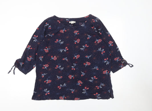 Monsoon Womens Blue Floral 3/4 Sleeve Tunic Blouse Size 18