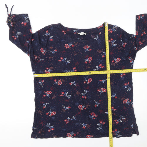 Monsoon Womens Blue Floral 3/4 Sleeve Tunic Blouse Size 18